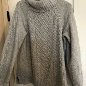 Gray Croft & Borrow cowl neck cable sweater size large